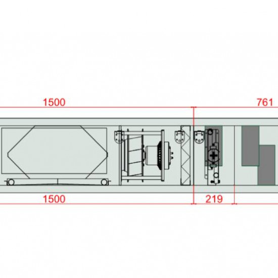 VENTUS Centrala podwieszana nawiewno-wywiewna VVS015s FPVHS-SFPV, WYDATEK: 1500m³/h, EP: 300Pa