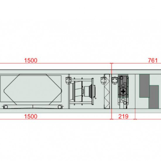 VENTUS Supply and exhaust ceiling suspended unit VVS010s FPVHS-SFPV, Airflow: 1100m³/h, EP: 300Pa