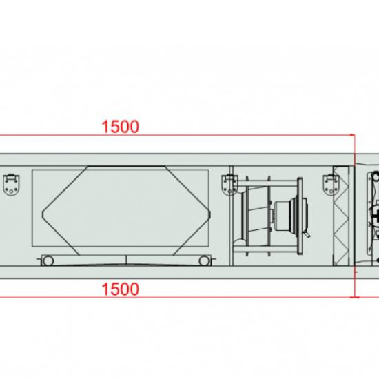 VENTUS Supply and exhaust ceiling suspended unit VVS010s FPVHC-FPV, Airflow: 1100m³/h, EP: 300Pa