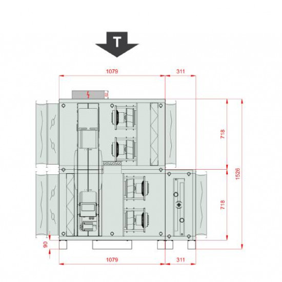 VENTUS Centrala stojąca nawiewno-wywiewna VVS055c FRMVH-FVMR, WYDATEK: 5700m³/h, EP: 300Pa