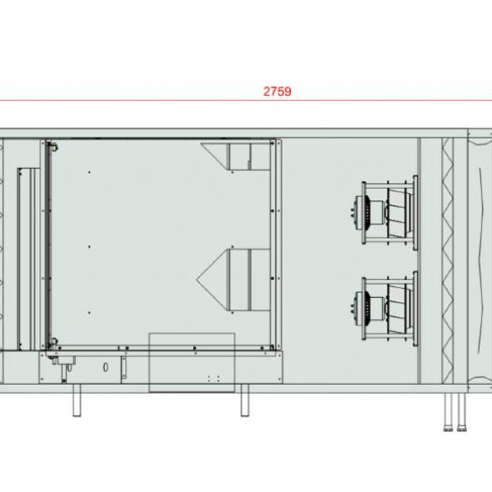 VENTUS Centrala stojąca nawiewno-wywiewna VVS040c FPVHC-FVP, WYDATEK: 4400m³/h, EP: 300Pa