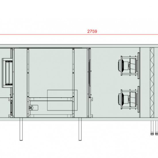 VENTUS Centrala stojąca nawiewno-wywiewna VVS030c FPVHC-FVP, WYDATEK: 3300m³/h, EP: 300Pa