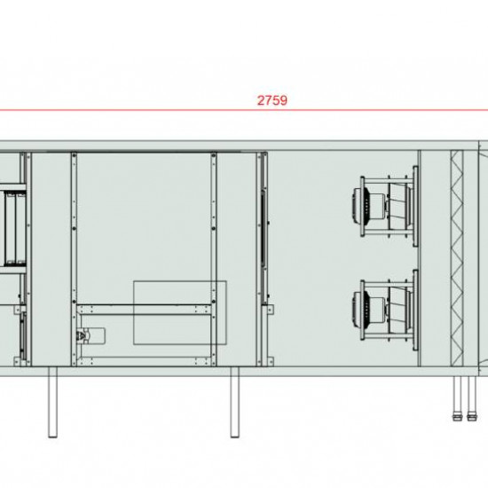 VENTUS Centrala stojąca nawiewno-wywiewna VVS030c FPVHC-FVP, WYDATEK: 3300m³/h, EP: 300Pa
